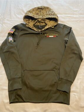 NFL ONFIELD Apparel Atlanta Falcons Olive Green Camo USA Hoodie Nike Men’s S